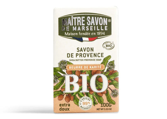 Mydło prowansalskie, MASŁO SHEA, COSMOS ORGANIC, 100 g, Maitre Savon de Marseille