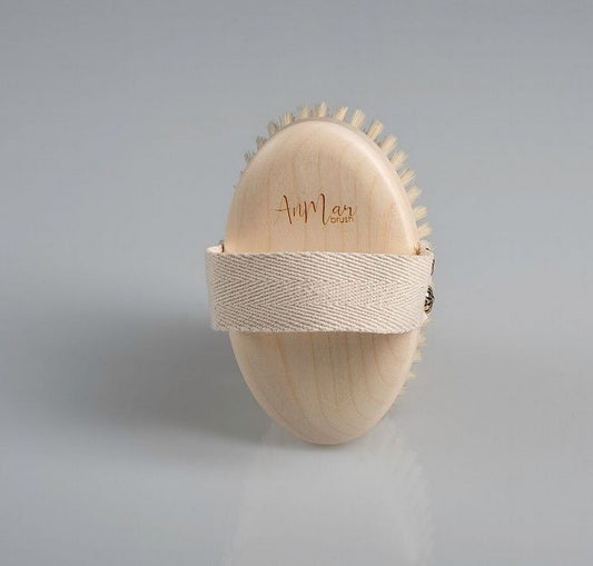 Naturalna szczotka do masażu ciała na sucho, drewno bukowe, miękka szczecina, DC1PMS, AnMar Brush