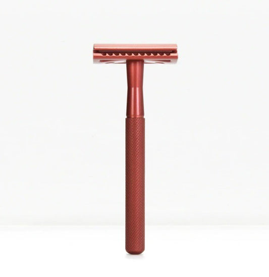 Wielorazowa maszynka do golenia na żyletki, Czerwona, Bambaw