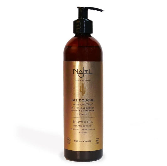 Żel pod prysznic z mydłem z Aleppo do ciała, twarzy i włosów, 20% oleju z nasion opuncji figowej, Cosmos Natural, 500 ml, Najel