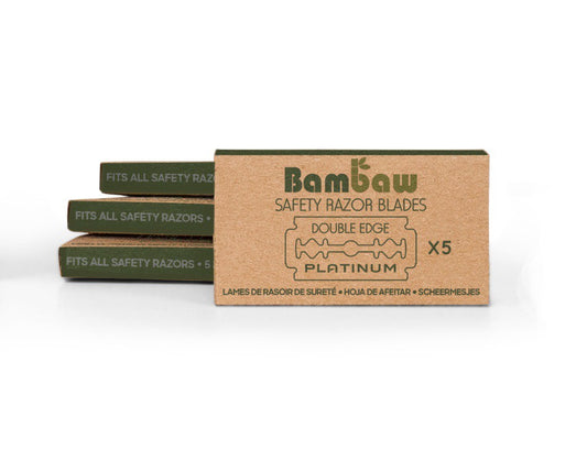 Żyletka do golenia, dwustronna, stal nierdzewna, powlekana platyną, nie uczulająca, 5 szt., Bambaw